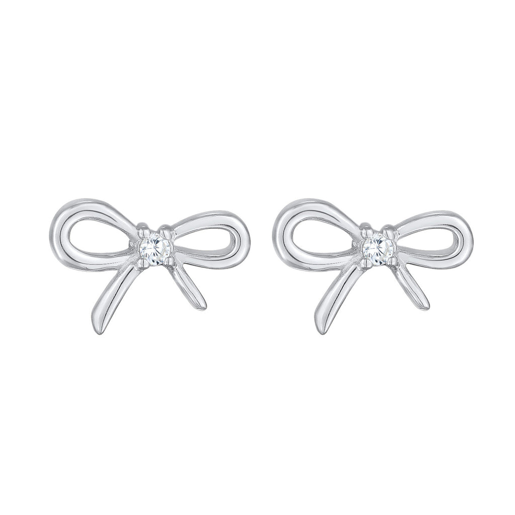 Silber - Elli | Ohrstecker Schleife | Zirkonia (Weiß) | 925er Sterling Silber