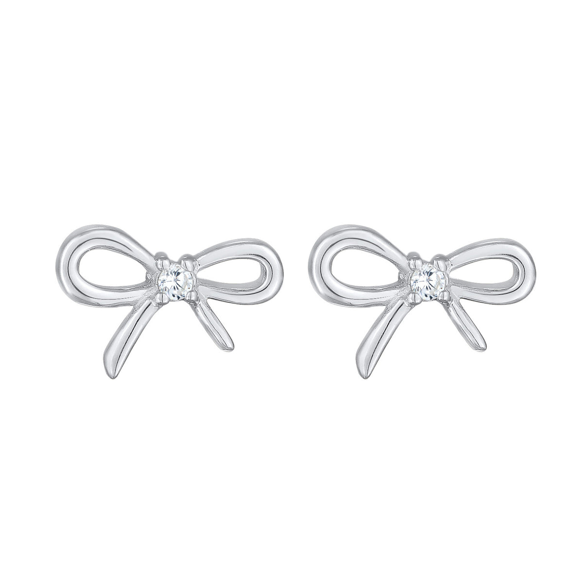 Silber - Elli | Ohrstecker Schleife | Zirkonia (Weiß) | 925er Sterling Silber