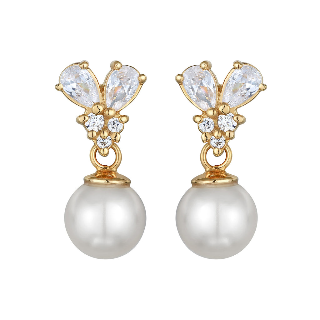 Gold - Elli PREMIUM | Ohrhänger Elegant | Zirkonia (Weiß) | 925er Sterling Vergoldet