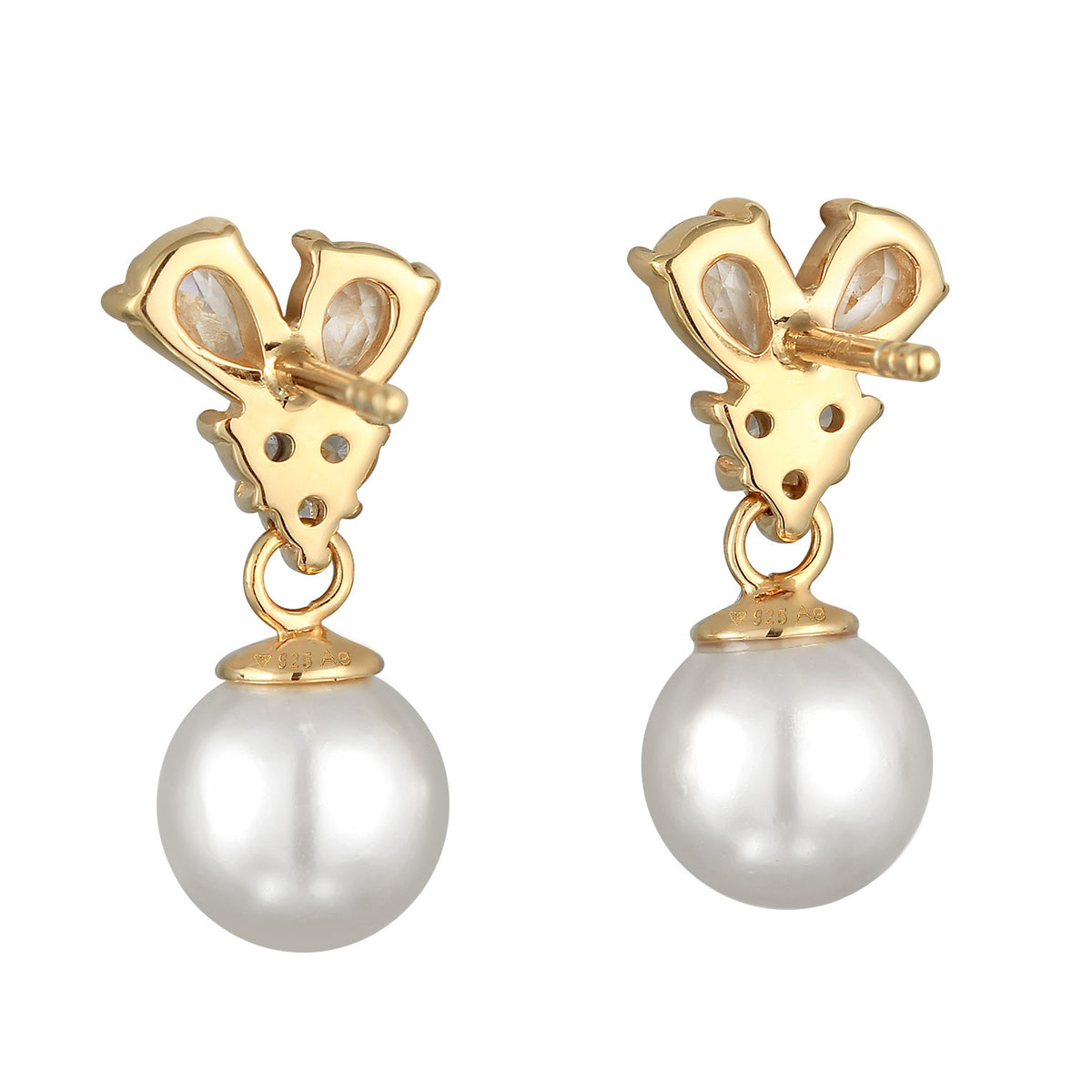 Gold - Elli PREMIUM | Ohrhänger Elegant | Zirkonia (Weiß) | 925er Sterling Vergoldet