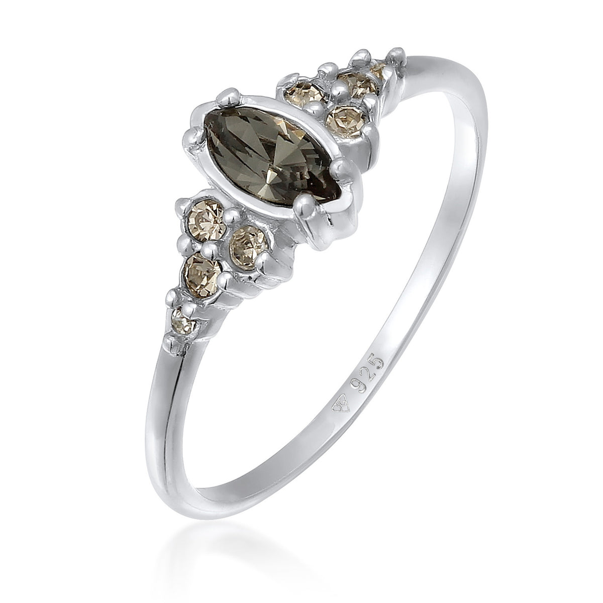Silber - Elli | Verlobungsring Marquise | Kristall (Grau) | 925er Sterling Silber