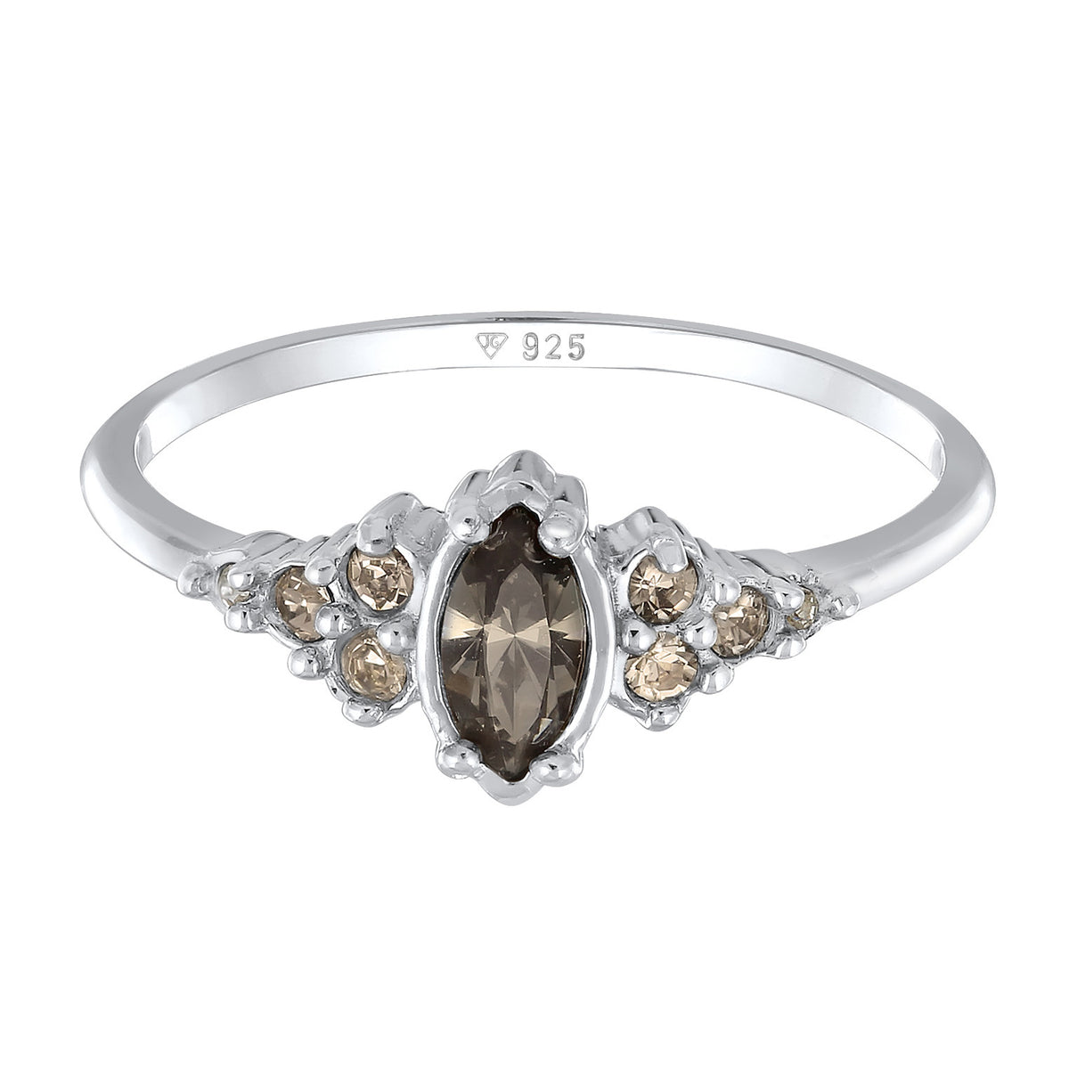 Silber - Elli | Verlobungsring Marquise | Kristall (Grau) | 925er Sterling Silber
