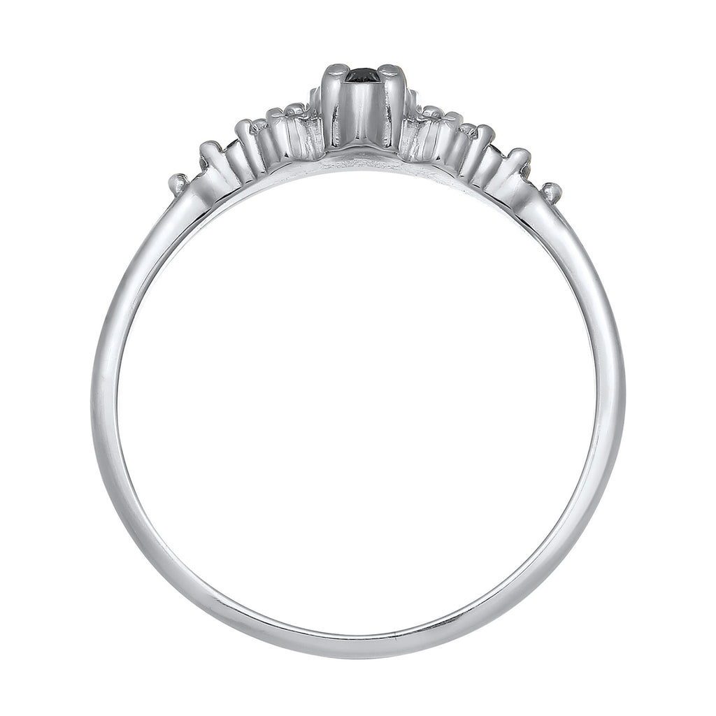 Silber - Elli | Verlobungsring Marquise | Kristall (Grau) | 925er Sterling Silber