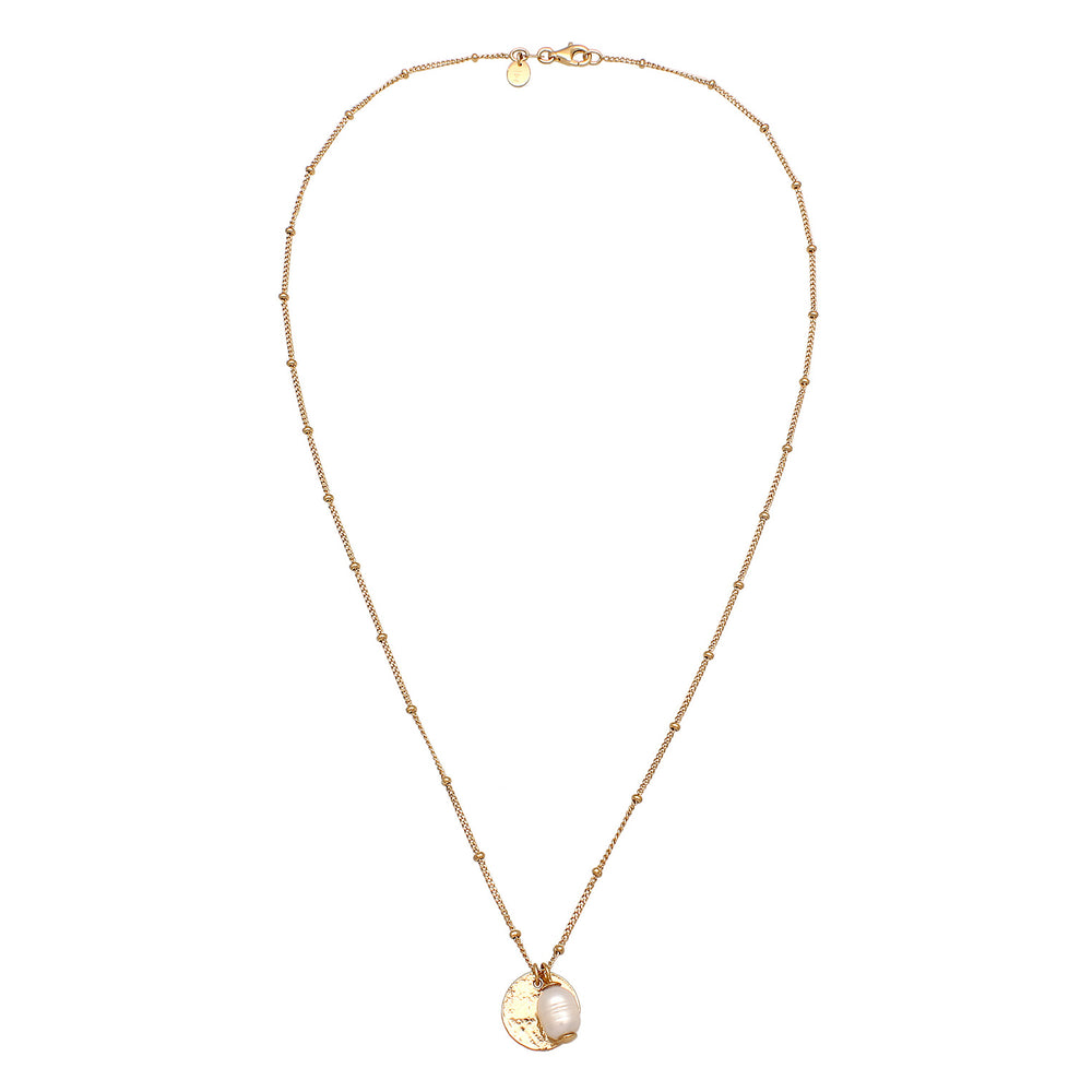 Halskette Plättchen Vintage | Süßwasserzuchtperle