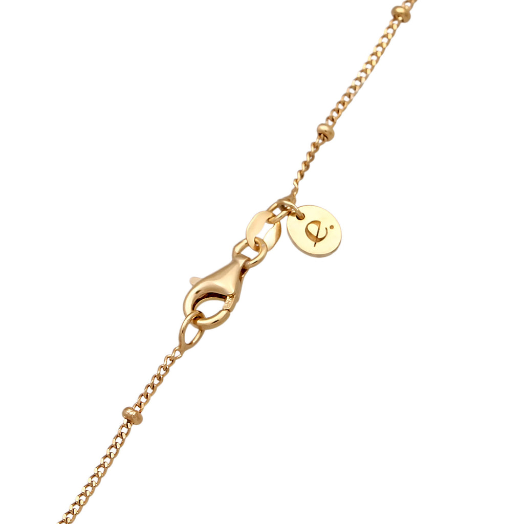 Gold - Elli PREMIUM | Halskette Plättchen Vintage | Süßwasserzuchtperle | 925er Sterling Silber Vergoldet