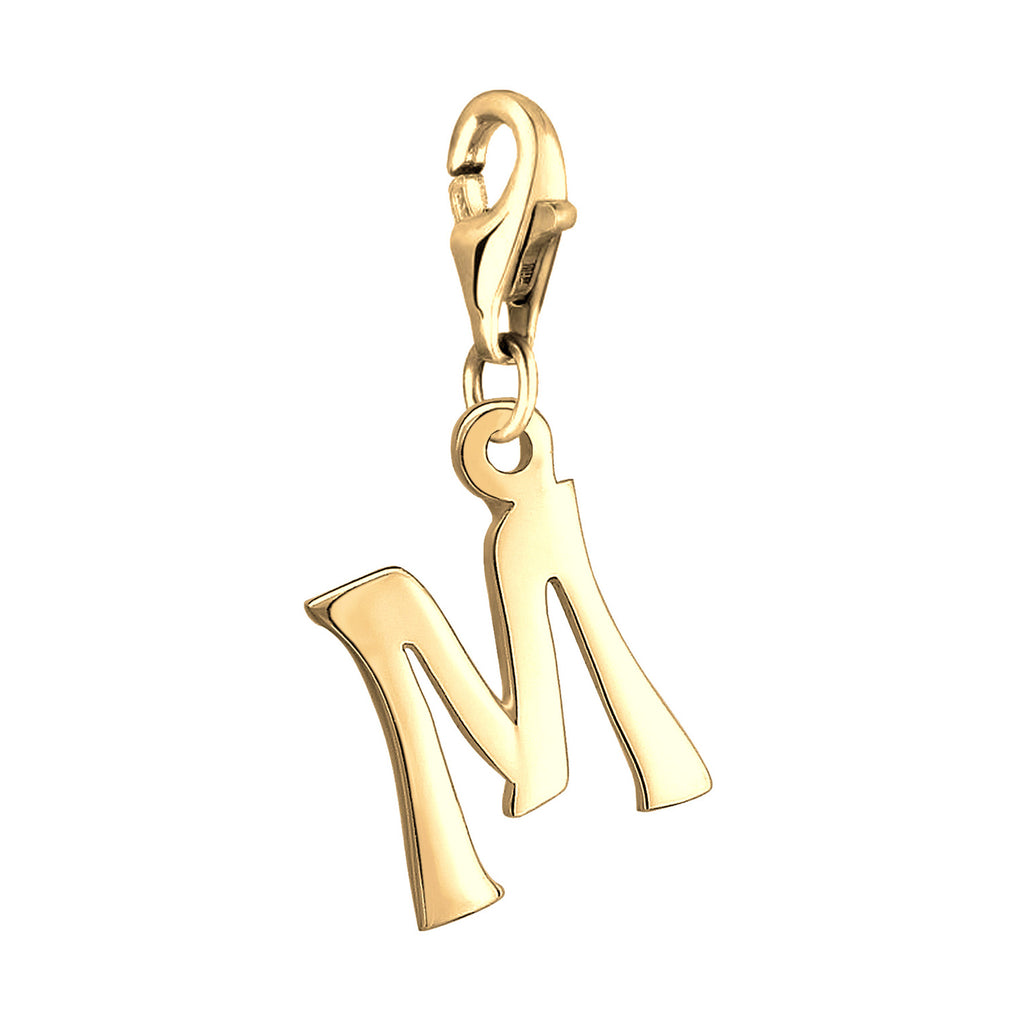 Gold - Nenalina | Charm Buchstabe M Anhänger | 925er Sterling Silber Vergoldet