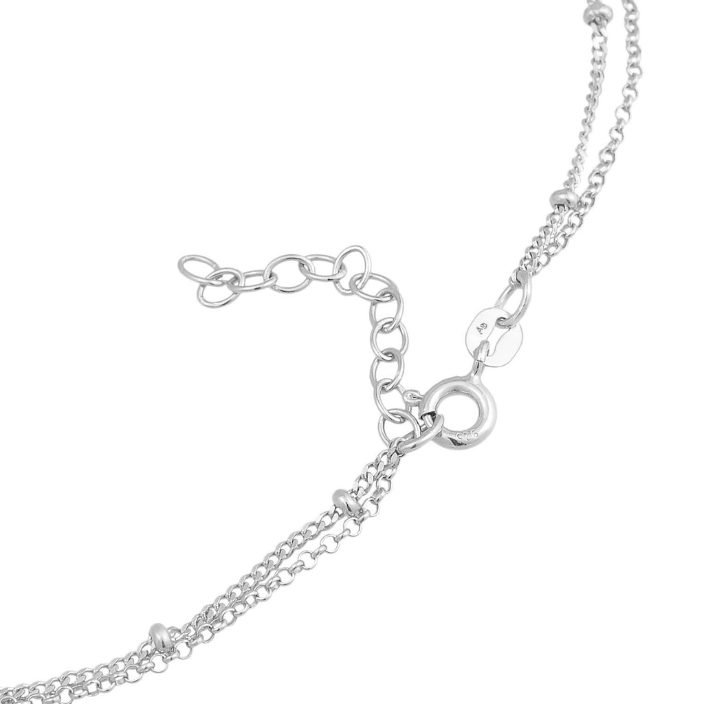 Silber - Elli | Layer-Fußkettchen | Muschelkernperle | 925er Sterling Silber