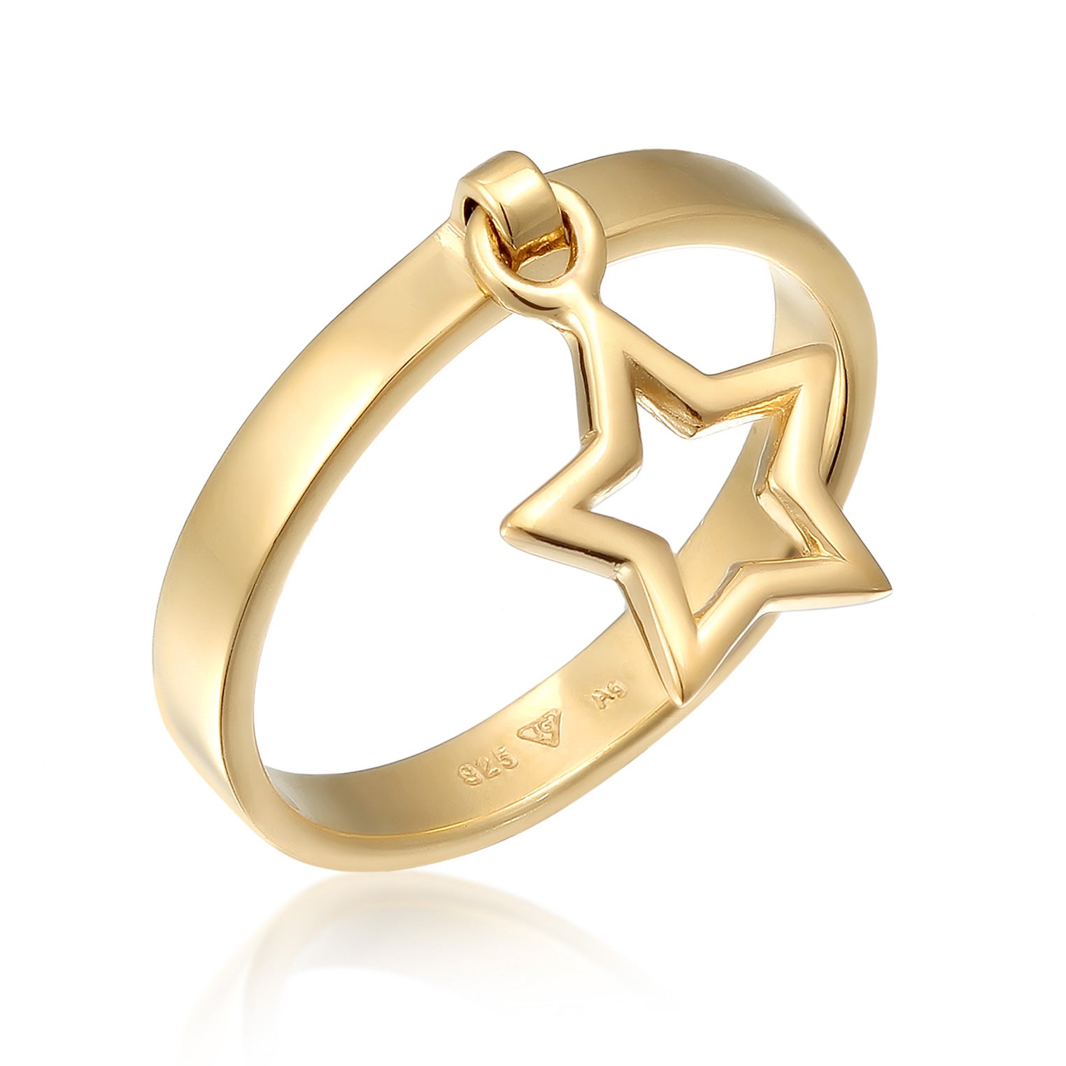 Gold - Elli | Ring Stern Anhänger | 925er Sterling Silber Vergoldet