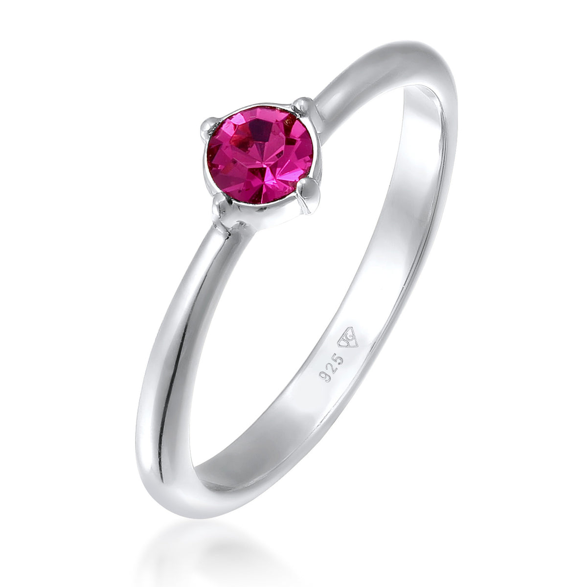 Silber - Elli | Solitär-Ring | Kristall (Rot-Rosa) | 925er Sterling Silber