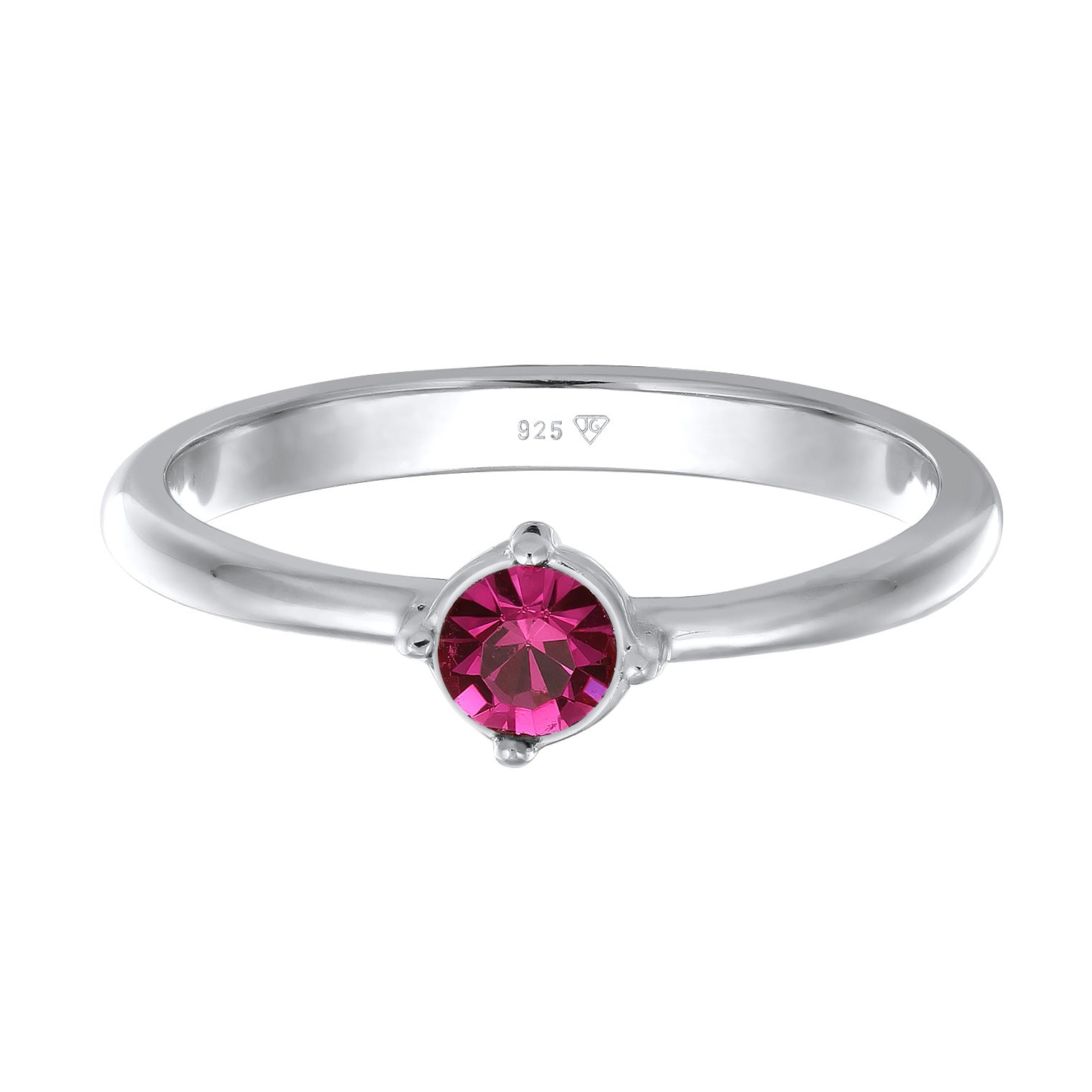 Silber - Elli | Solitär-Ring | Kristall (Rot-Rosa) | 925er Sterling Silber