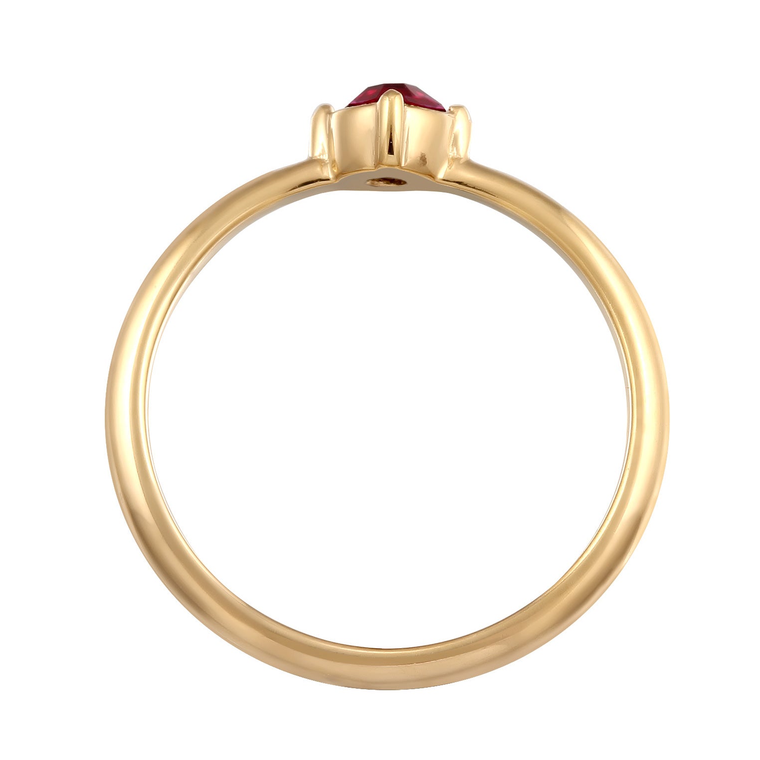 Gold - Elli | Solitär-Ring | Kristall (Rot-Rosa) | 925er Sterling Silber Vergoldet