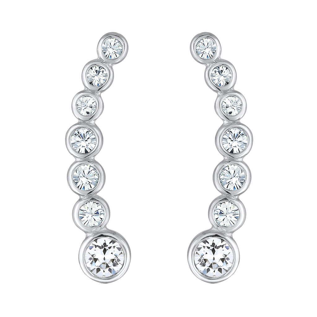 Silber - Elli | Earclimber Funkelnd | Mit Kristallen von Swarovski® (Weiß) | 925er Sterling Silber