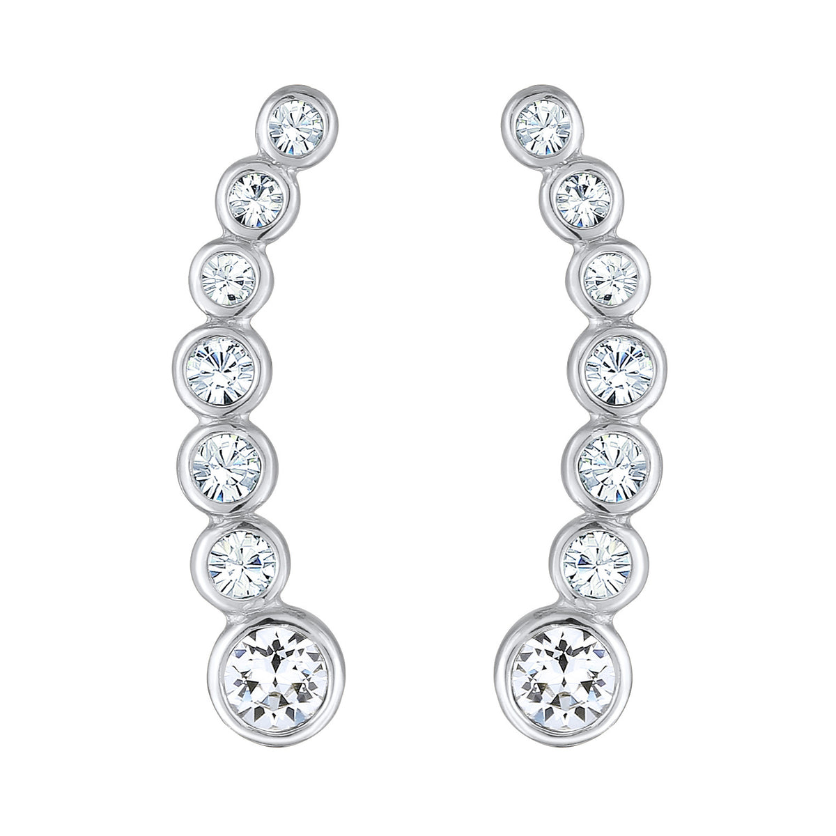 Silber - Elli | Earclimber Funkelnd | Mit Kristallen von Swarovski® (Weiß) | 925er Sterling Silber