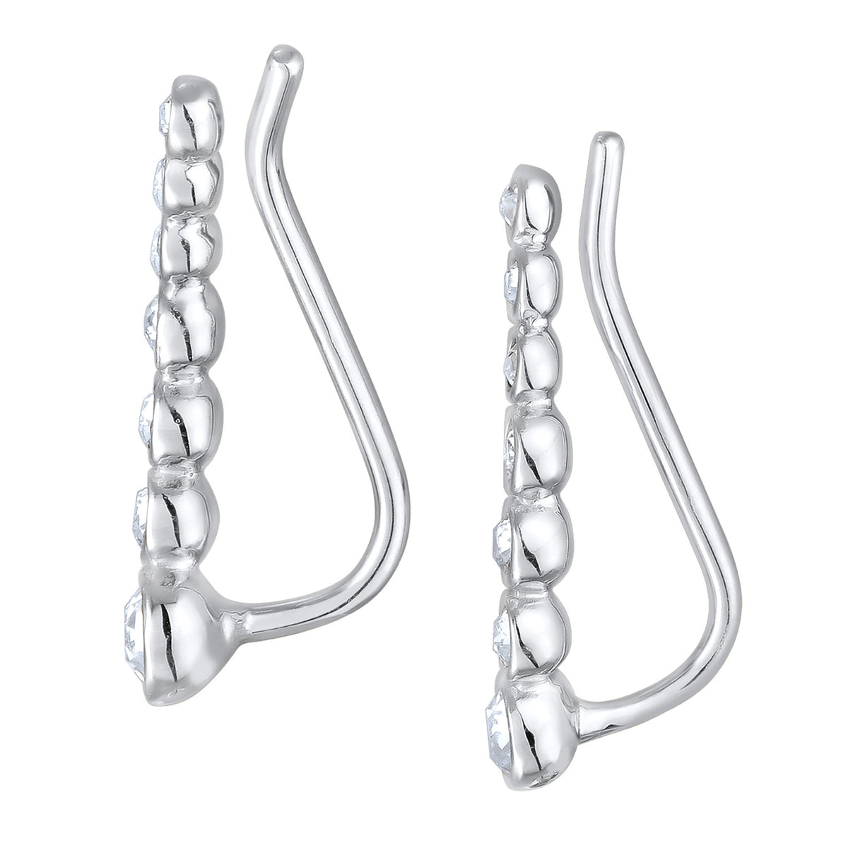Silber - Elli | Earclimber Funkelnd | Mit Kristallen von Swarovski® (Weiß) | 925er Sterling Silber
