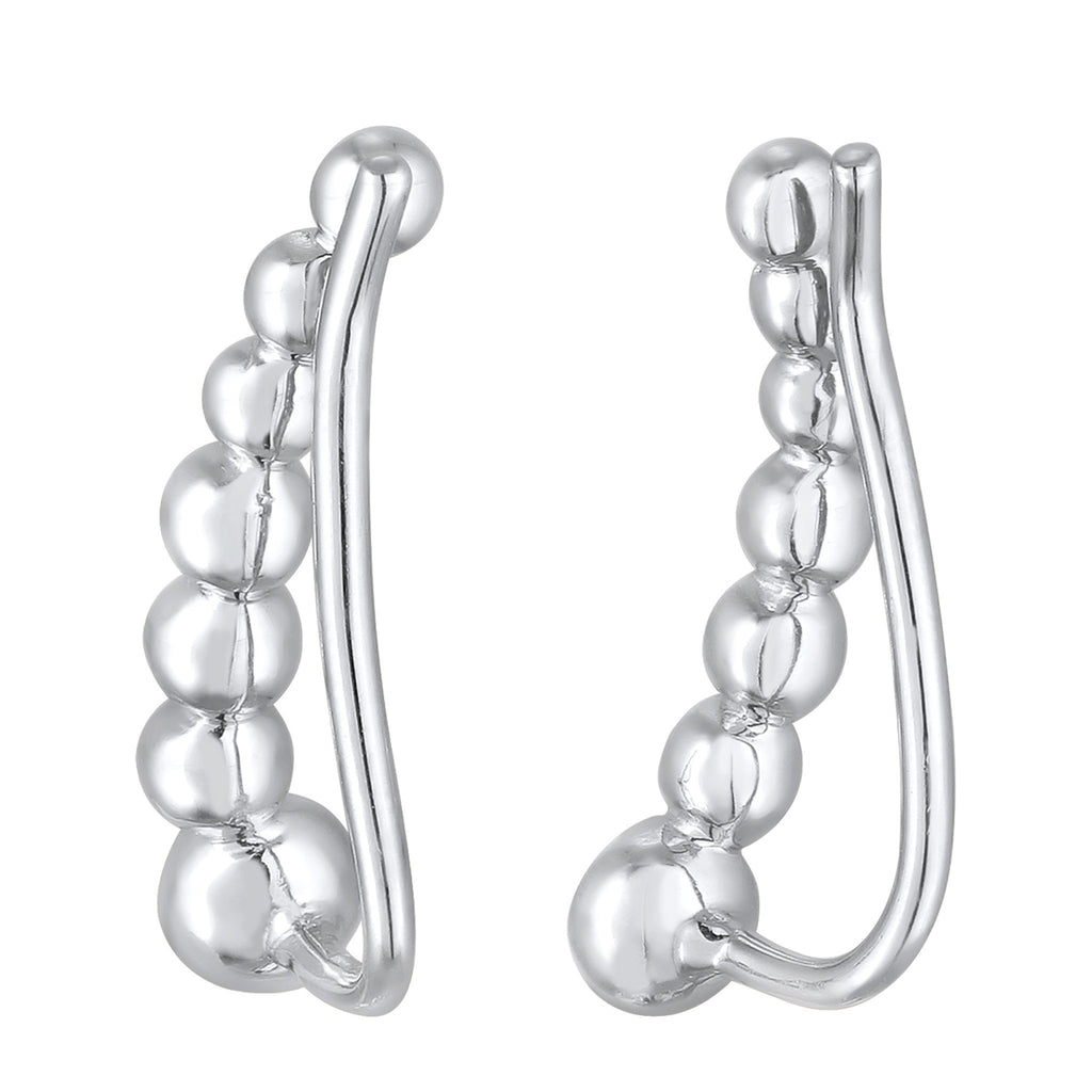 Silber - Elli | Earclimber Funkelnd | Mit Kristallen von Swarovski® (Weiß) | 925er Sterling Silber