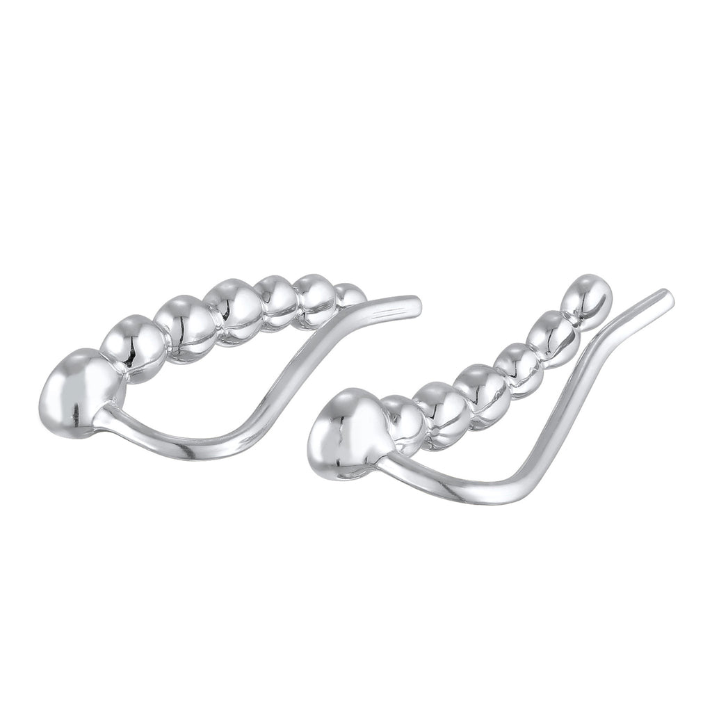 Silber - Elli | Earclimber Funkelnd | Mit Kristallen von Swarovski® (Weiß) | 925er Sterling Silber