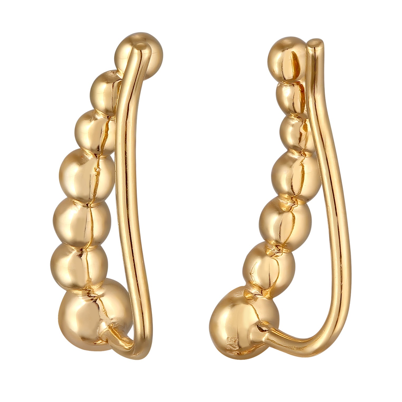 Gold - Elli | Earclimber Funkelnd | Mit Kristallen von Swarovski® (Weiß) | 925er Sterling Silber Vergoldet