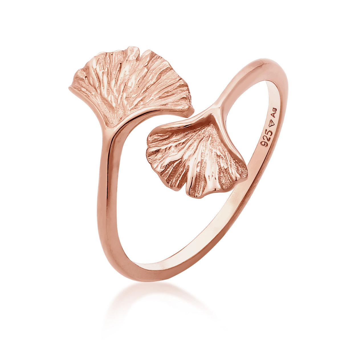 Roségold - Elli | Ring Ginkgo | 925 Sterling Silber Rosévergoldet