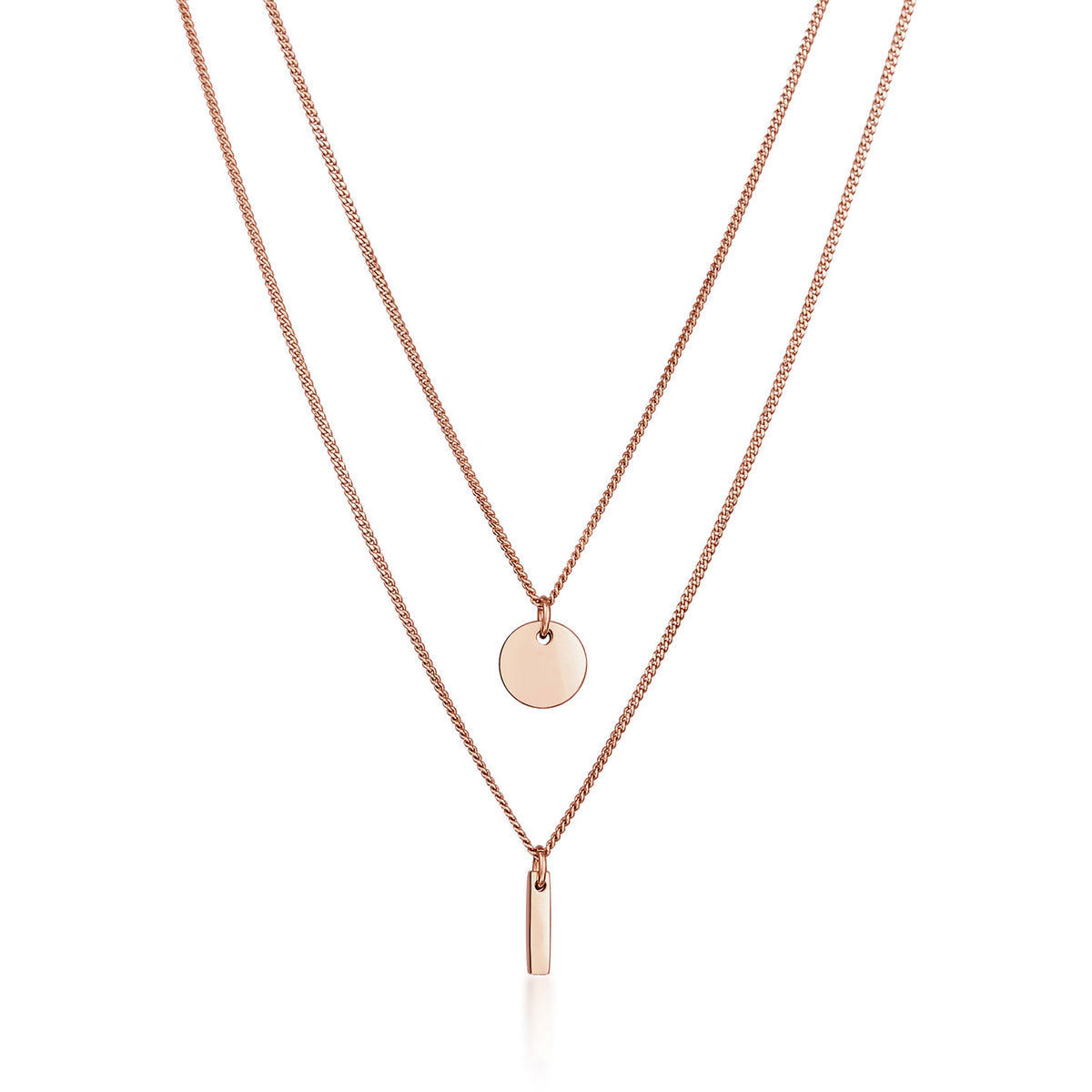 Roségold - Elli | Layer-Halskette Stab Geo | 925 Sterling Silber Rosévergoldet