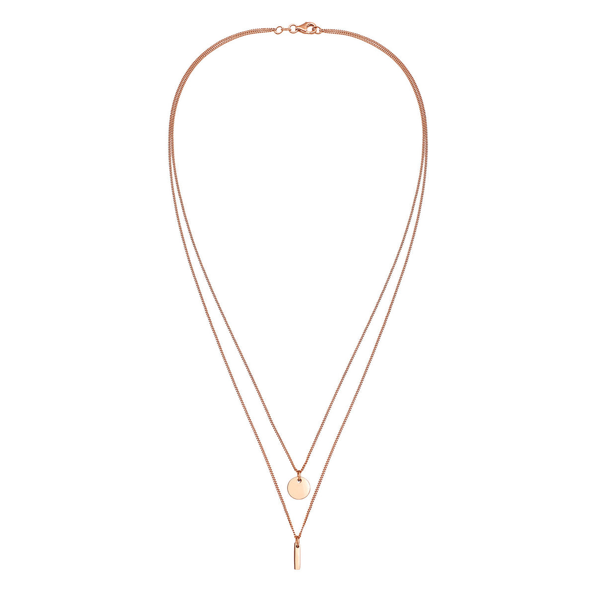 Roségold - Elli | Layer-Halskette Stab Geo | 925 Sterling Silber Rosévergoldet