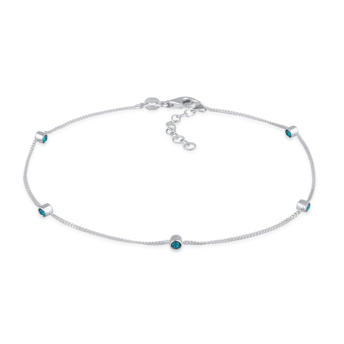 Blau - Elli | Fußkettchen | Mit Kristallen von Swarovski® (Blau) | 925er Sterling Silber