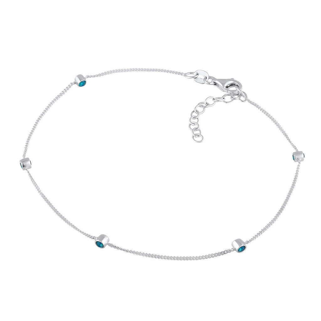 Blau - Elli | Fußkettchen | Mit Kristallen von Swarovski® (Blau) | 925er Sterling Silber