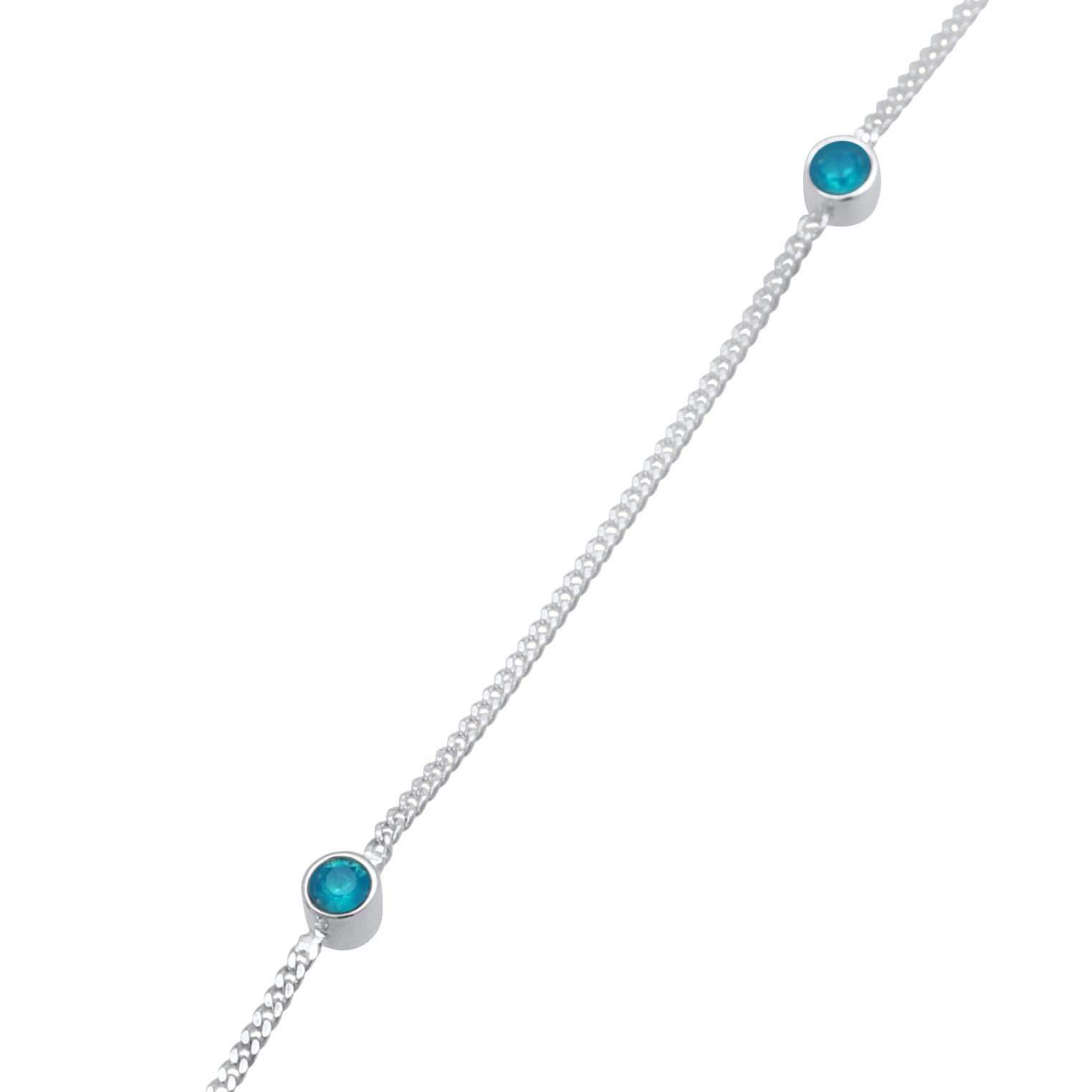 Blau - Elli | Fußkettchen | Kristall (Blau) | 925er Sterling Silber
