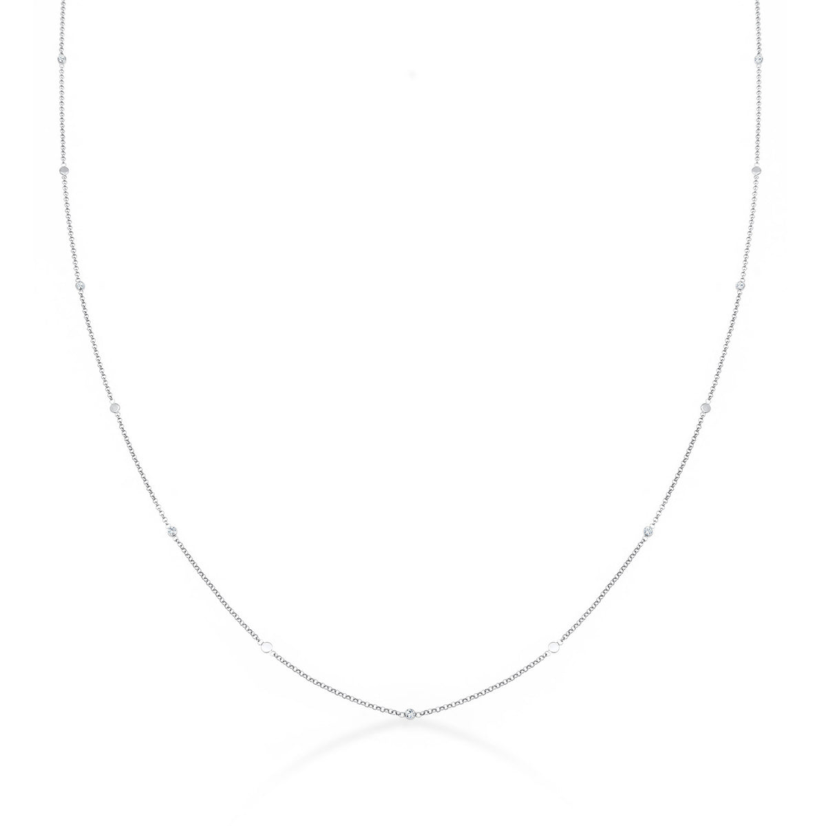 Silber - Elli | Halskette Plättchen | Mit Kristallen von Swarovski®  (Weiß) | 925er Sterling Silber