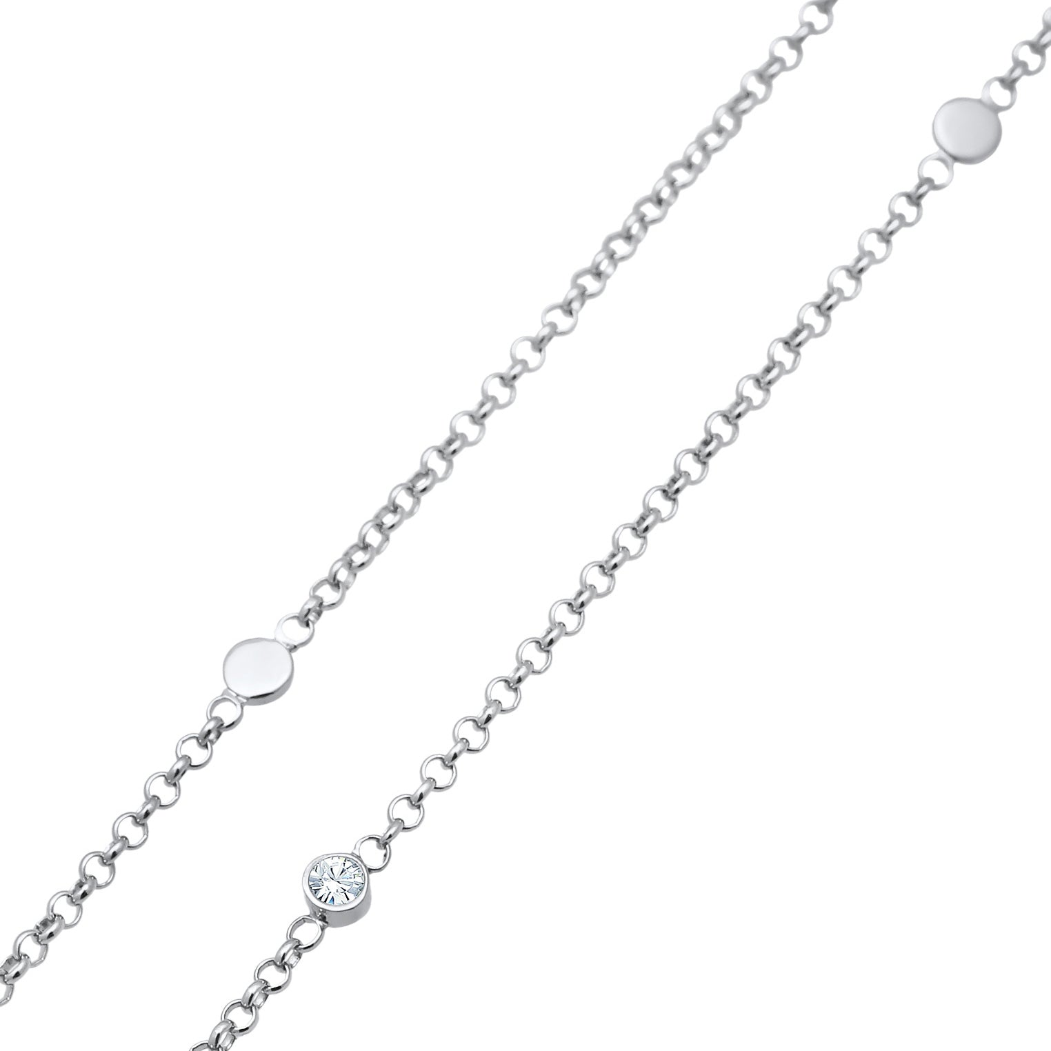 Silber - Elli | Halskette Plättchen | Mit Kristallen von Swarovski®  (Weiß) | 925er Sterling Silber