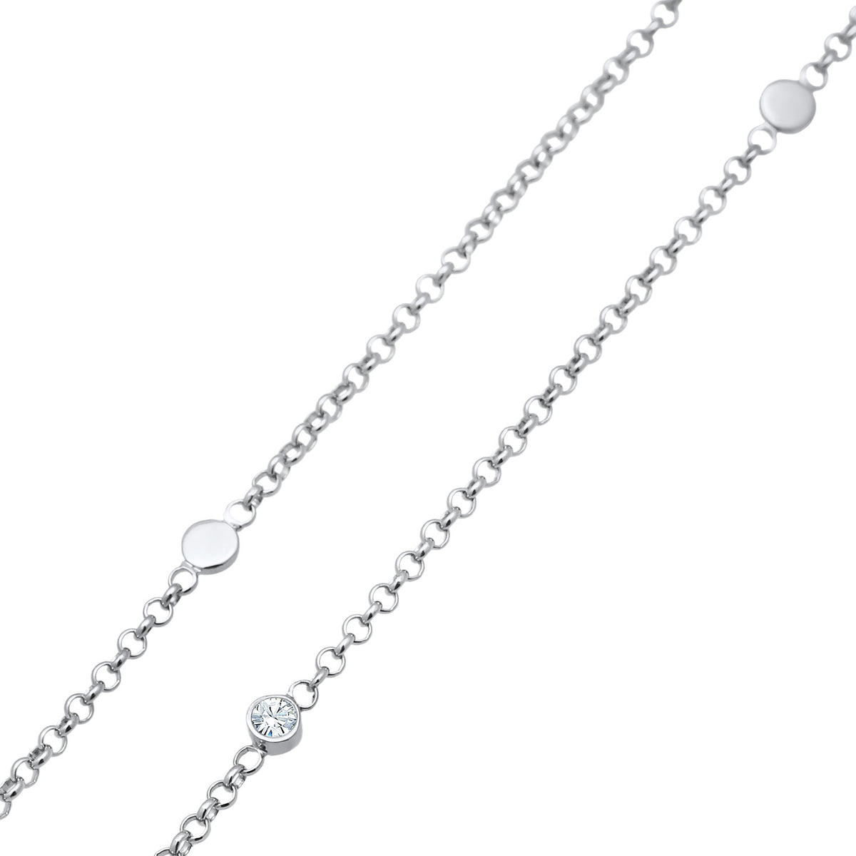 Silber - Elli | Halskette Plättchen | Mit Kristallen von Swarovski®  (Weiß) | 925er Sterling Silber