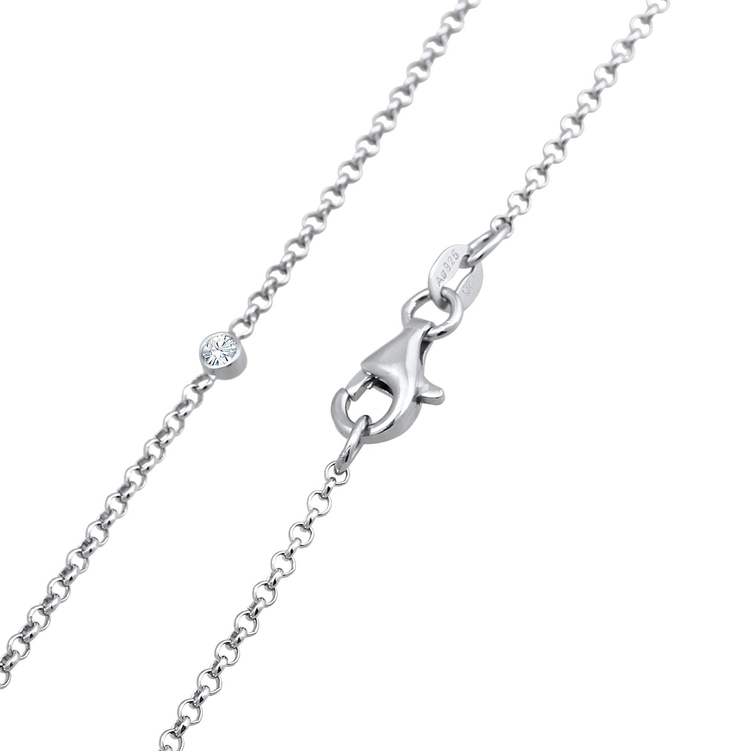 Silber - Elli | Halskette Plättchen | Zirkonia (Weiß) | 925er Sterling Silber