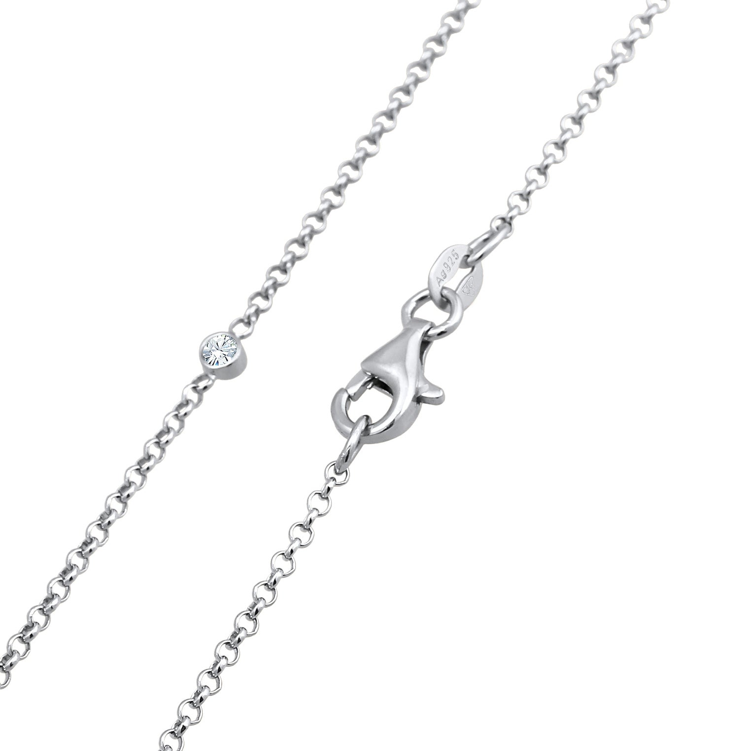 Silber - Elli | Halskette Plättchen | Mit Kristallen von Swarovski®  (Weiß) | 925er Sterling Silber