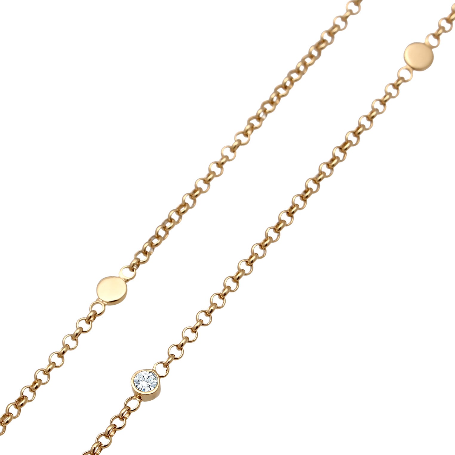 Gold - Elli | Halskette Plättchen | Mit Kristallen von Swarovski® (Weiß) | 925er Sterling Silber Vergoldet
