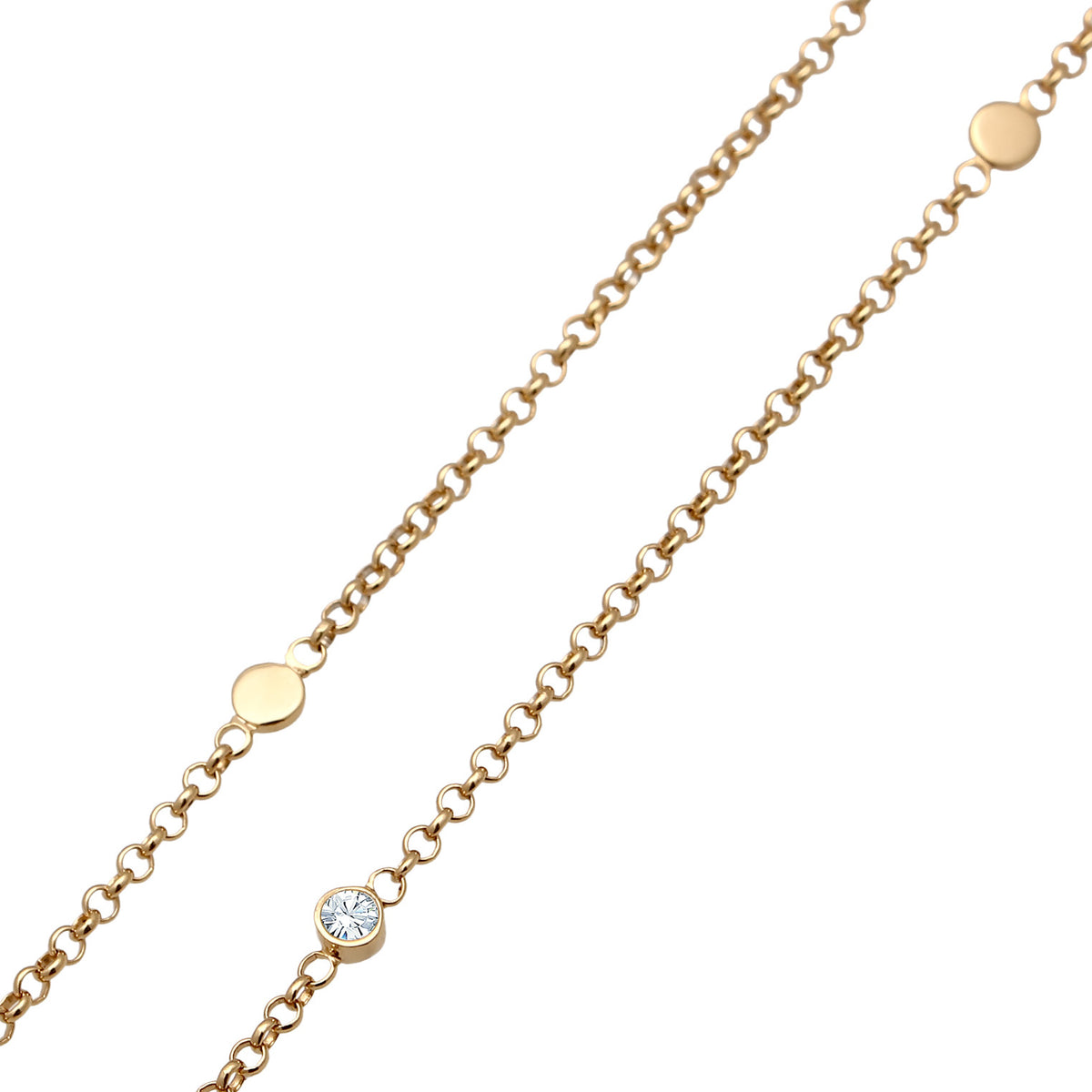 Gold - Elli | Halskette Plättchen | Mit Kristallen von Swarovski® (Weiß) | 925er Sterling Silber Vergoldet