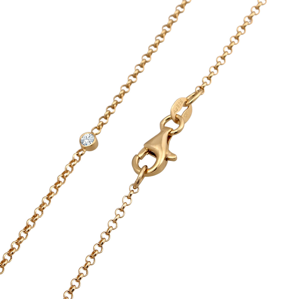 Gold - Elli | Halskette Plättchen | Mit Kristallen von Swarovski® (Weiß) | 925er Sterling Silber Vergoldet