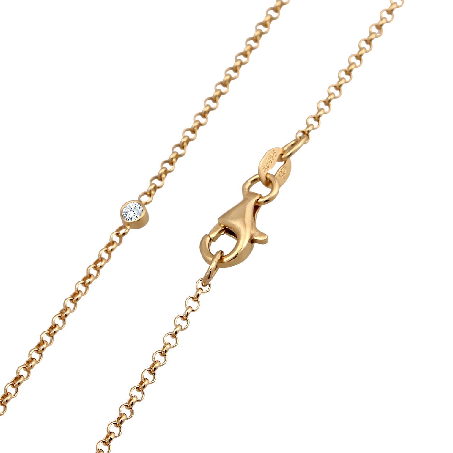 Gold - Elli | Halskette Plättchen | Mit Kristallen von Swarovski® (Weiß) | 925er Sterling Silber Vergoldet