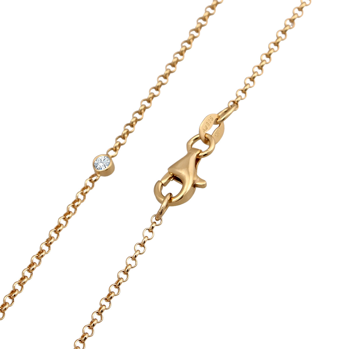 Gold - Elli | Halskette Plättchen | Mit Kristallen von Swarovski® (Weiß) | 925er Sterling Silber Vergoldet