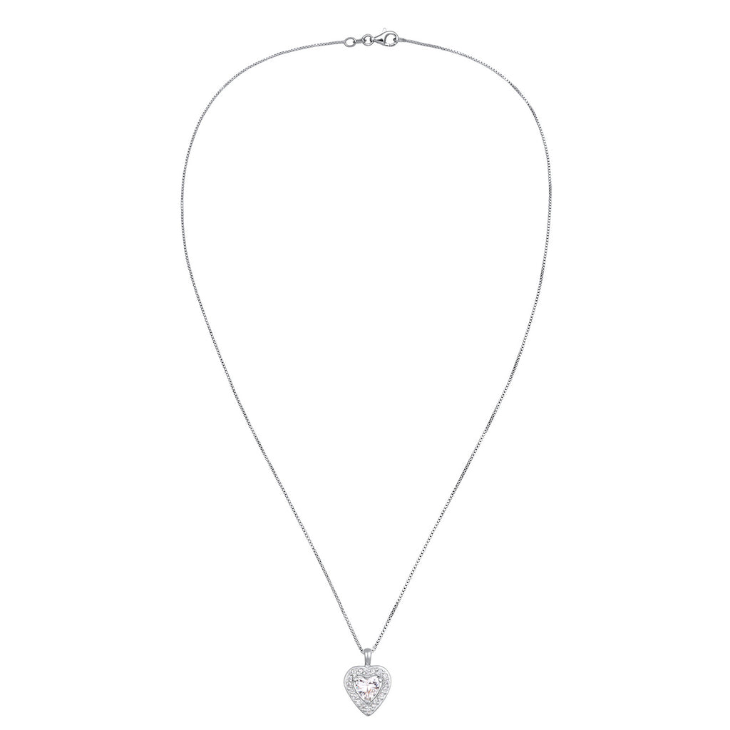 Silber - Elli | Halskette Herz Anhänger | Zirkonia (Weiß) | 925er Sterling Silber