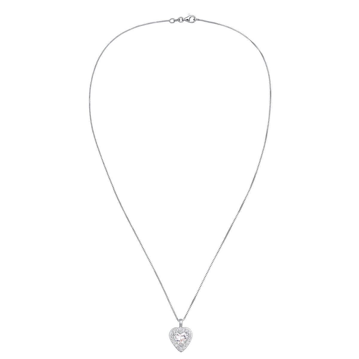 Silber - Elli | Halskette Herz Anhänger | Zirkonia (Weiß) | 925er Sterling Silber