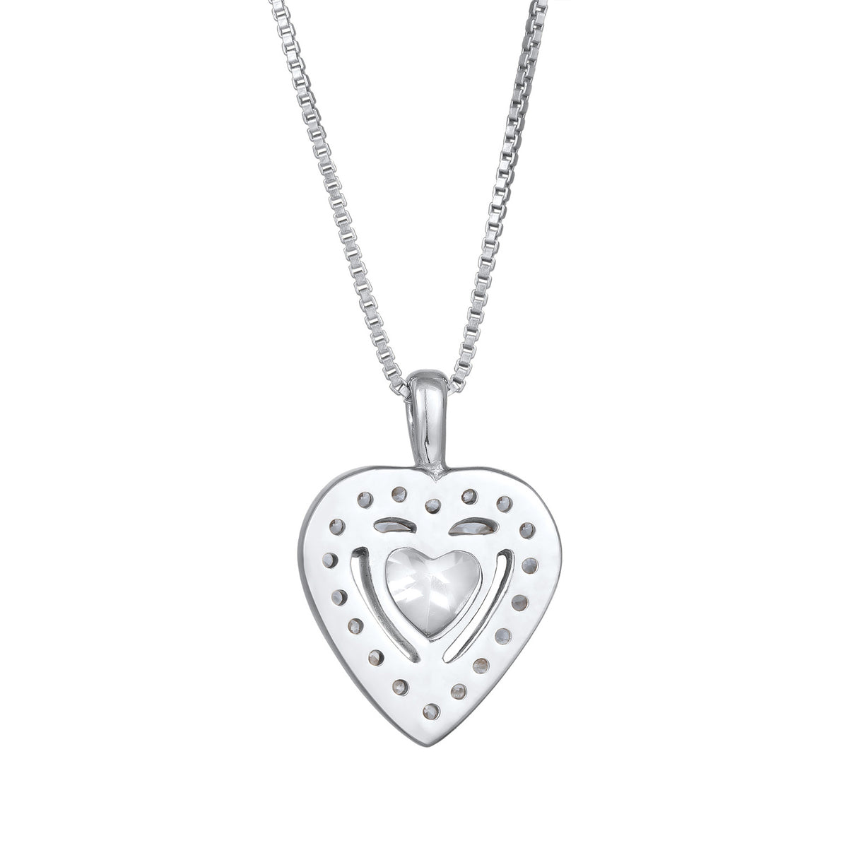Silber - Elli | Halskette Herz Anhänger | Zirkonia (Weiß) | 925er Sterling Silber