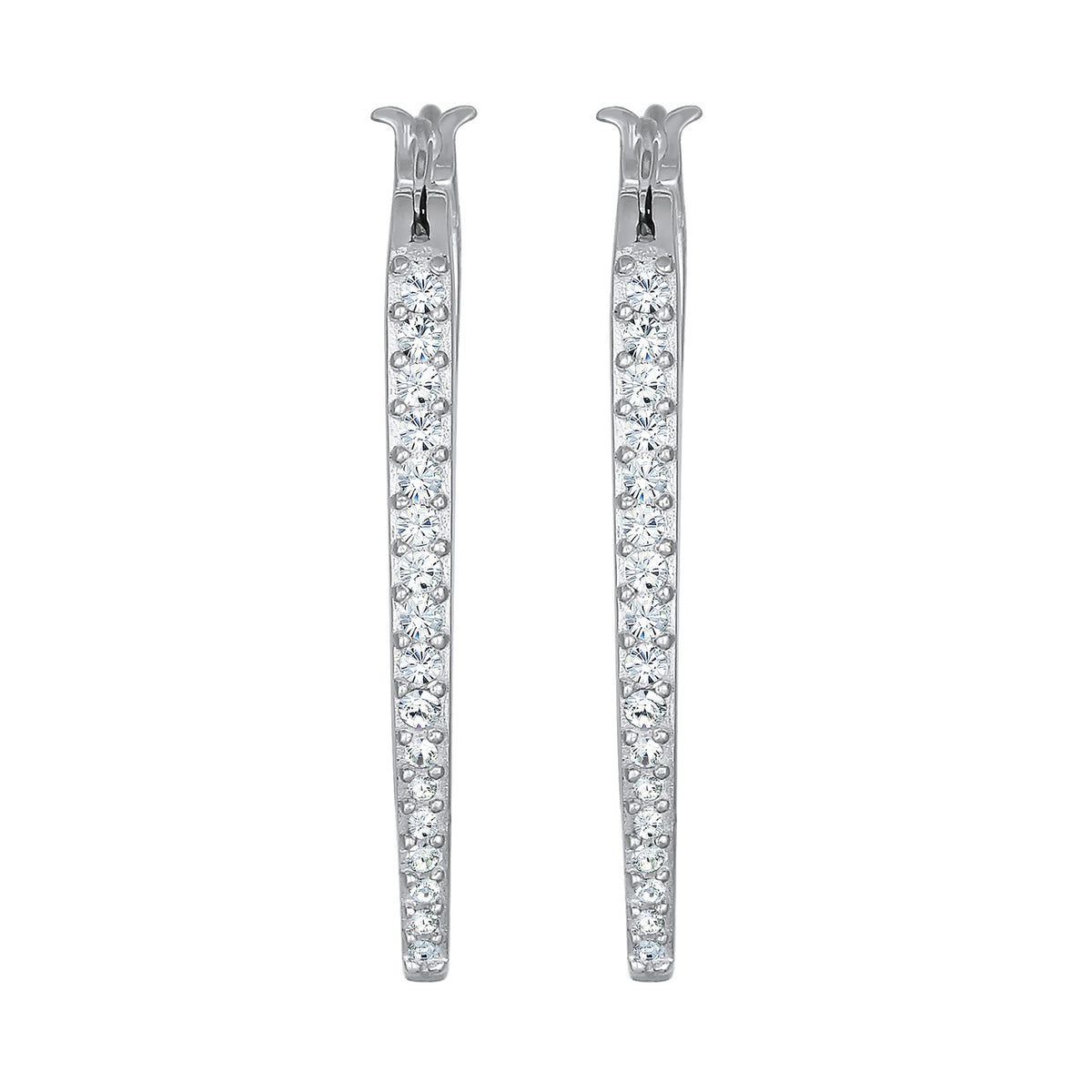 Silber - Elli | Creolen Oval Funkelnd | Mit Kristallen von Swarovski® (Weiß) | 925er Sterling Silber