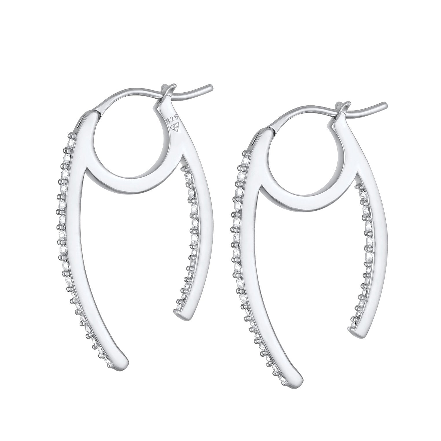 Silber - Elli | Creolen Oval Funkelnd | Mit Kristallen von Swarovski® (Weiß) | 925er Sterling Silber