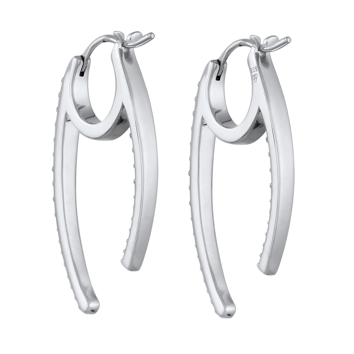 Silber - Elli | Creolen Oval Funkelnd | Mit Kristallen von Swarovski® (Weiß) | 925er Sterling Silber