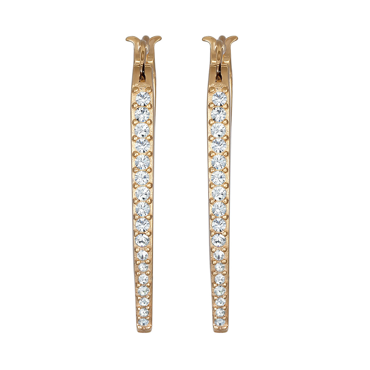 Gold - Elli | Creolen Oval Funkelnd | Mit Kristallen von Swarovski® (Weiß) | 925er Sterling Silber Vergoldet
