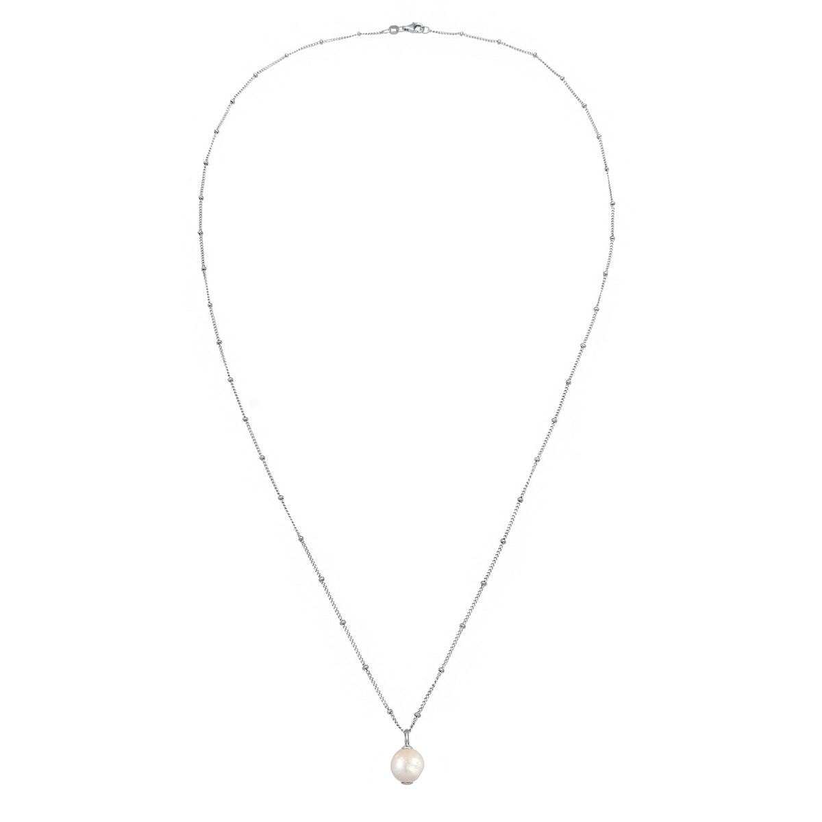 Silber - Elli PREMIUM | Kugel-Halskette Perlen Anhänger | Süßwasserzuchtperle | 925er Sterling Silber