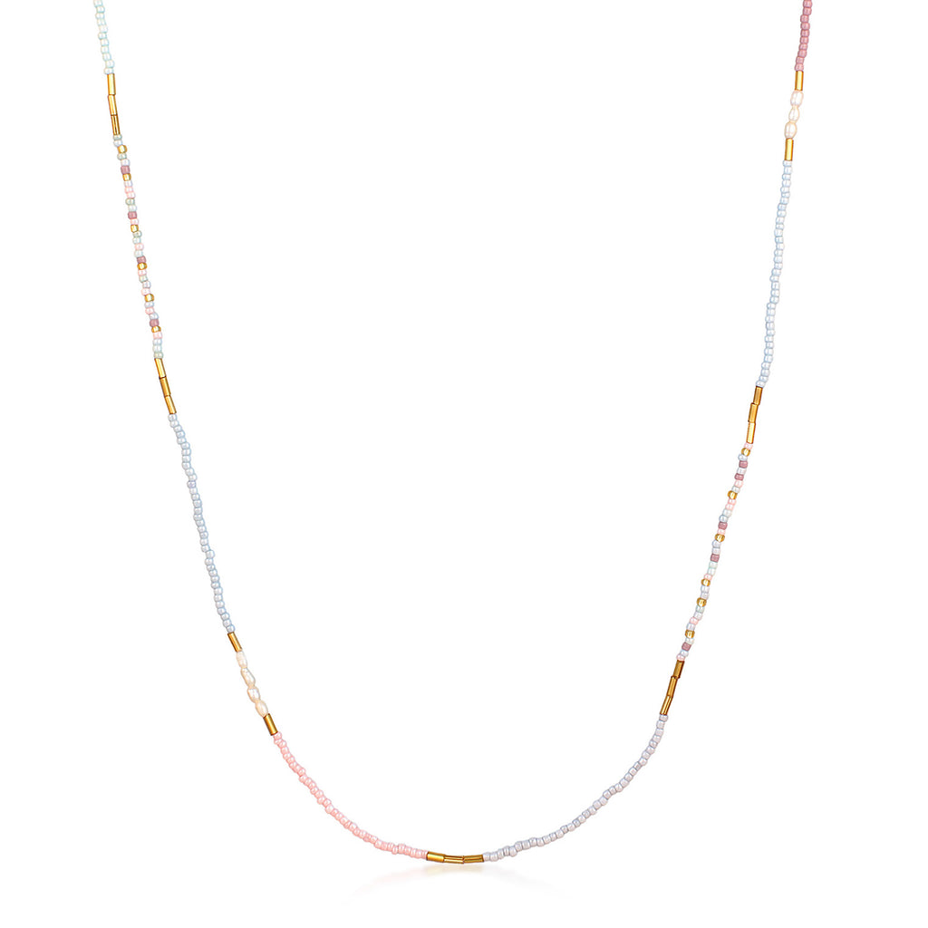 Bunt - Elli | Halskette Sommer Beads | Süßwasserzuchtperlen | 925 Sterling Silber Vergoldet