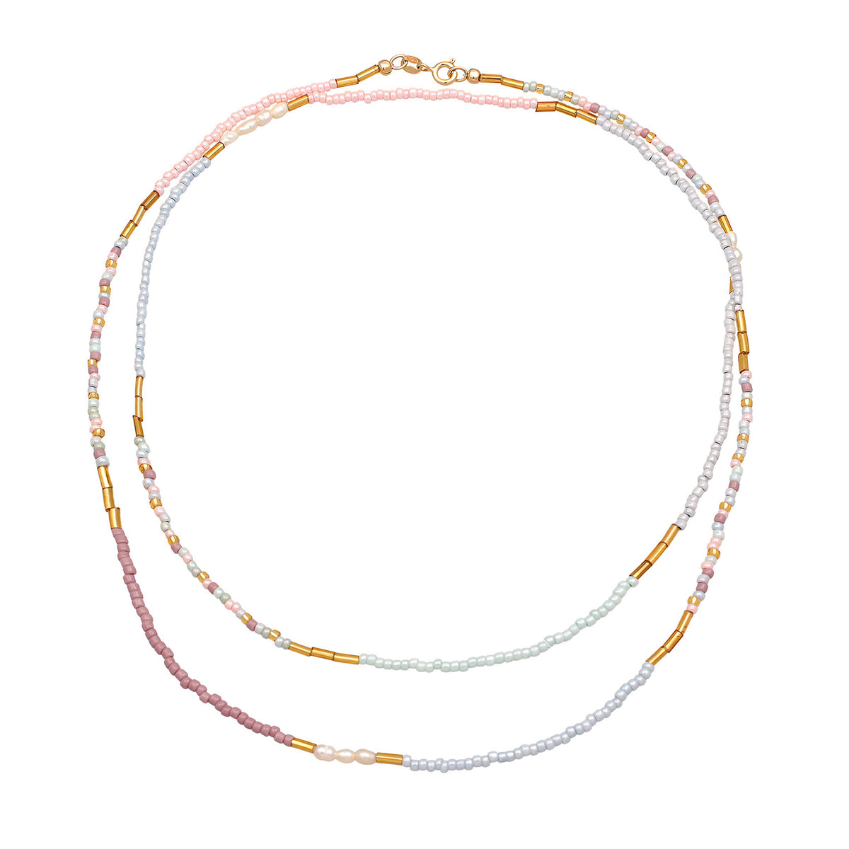 Bunt - Elli | Halskette Sommer Beads | Süßwasserzuchtperlen | 925 Sterling Silber Vergoldet
