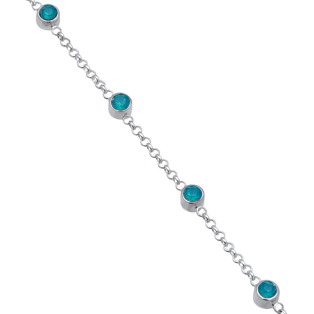 Silber - Elli | Armband Handchain | Kristalle (Grün) | 925er Sterling Silber