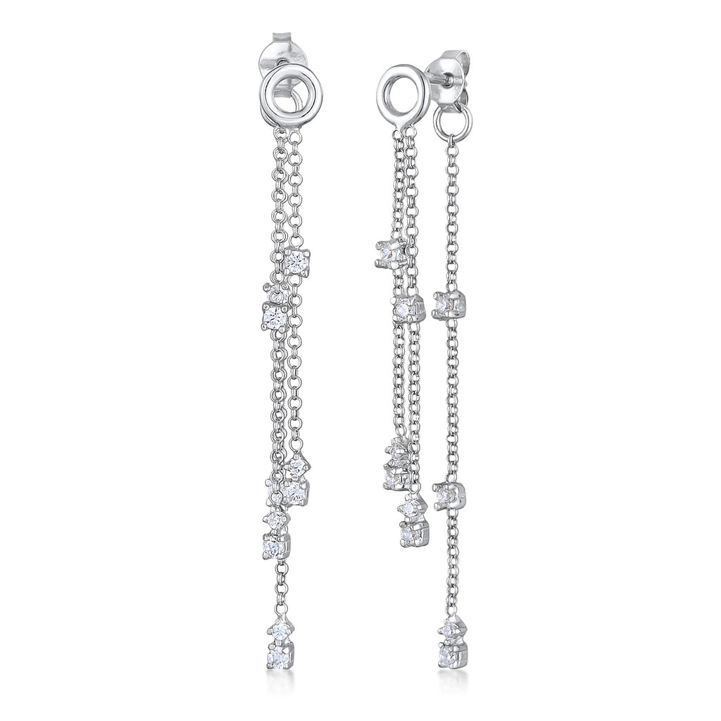 Silber - Elli | Ohrhänger Ketten | Zirkonia (weiß) | 925er Sterling Silber