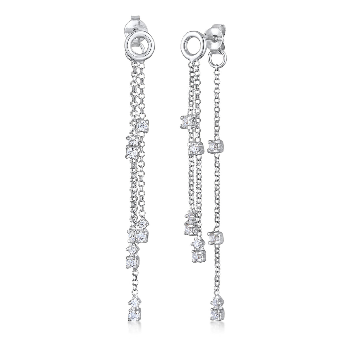 Silber - Elli | Ohrhänger Ketten | Zirkonia (weiß) | 925er Sterling Silber